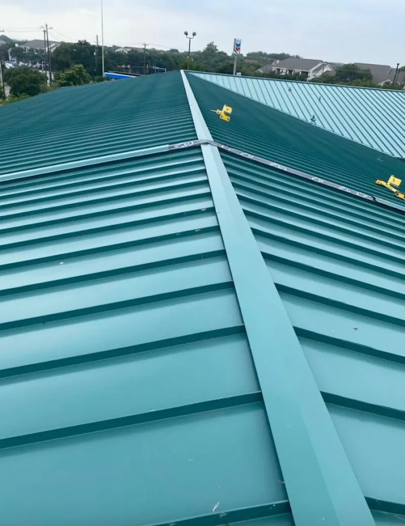 Green commercial metal roof ridge and valley for Metal Roof Repair in North Laurel